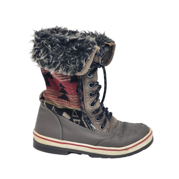 Aztec Print Snow Boots Warm Faux Fur Women Size 6/7 Boho Cozy Winter W22750 - Picture 10 of 16